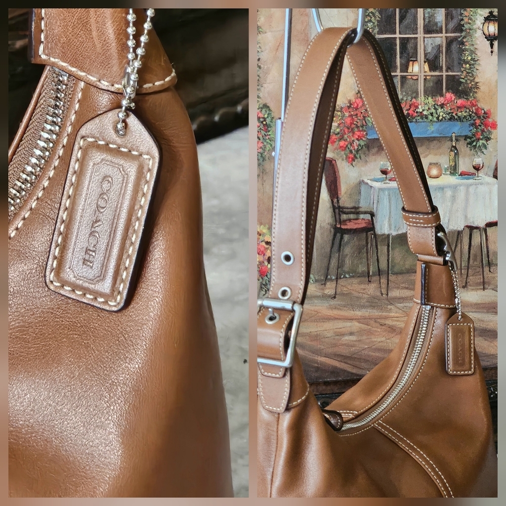 Coach Cognac Leather Shoulder Hobo Bag - Picture 2 of 8